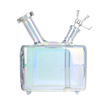 Retro TV Electroplated Glass Water Pipe - 5.75" / 14mm F / Colors Vary - Headshop.com