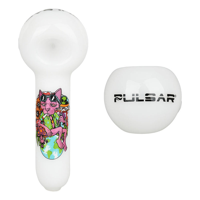 Pulsar Artist Series Spoon Pipe - Chill Cat / 5" - Headshop.com