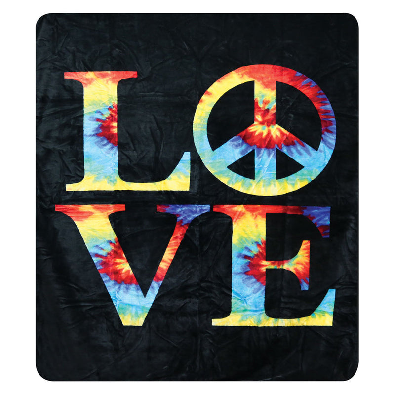 Love Tie Dye Fleece Blanket - 79" x 94" - Headshop.com