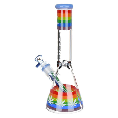 Pulsar Rainbow Pride Glow Glass Beaker Water Pipe - 10" - Headshop.com