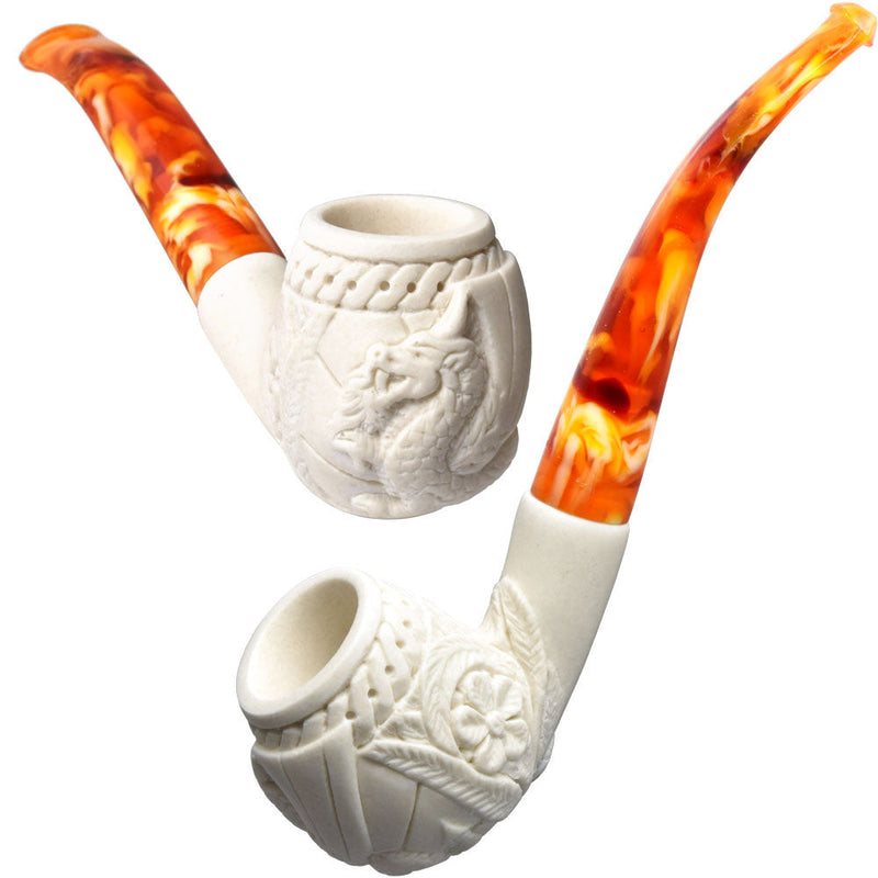 Standard Meerschaum Pipe - 5.5" / Embossed Dragon - Headshop.com