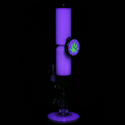 Pulsar 420 O'Clock Glow In The Dark Straight Tube Water Pipe - 13" / 14mm F - Headshop.com