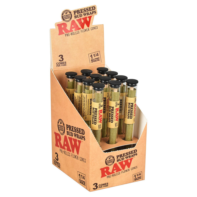 RAW Pressed Bud Wrap Cone | 12pc Display - Headshop.com