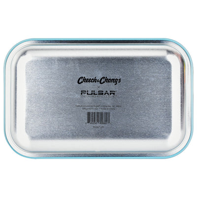 Cheech & Chong x Pulsar Metal Rolling Tray W/ Lid - Yellow Logo / 11" x 7" - Headshop.com