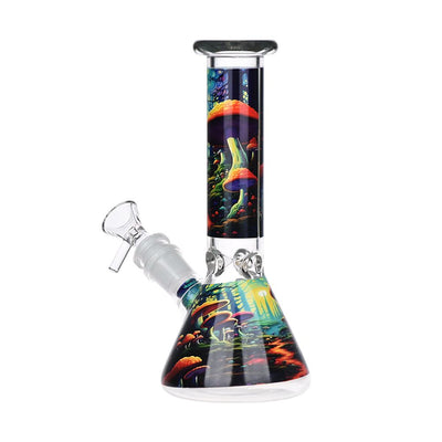 Mushroom Forest Glass Beaker Water Pipe Smoking Set - 7.75"