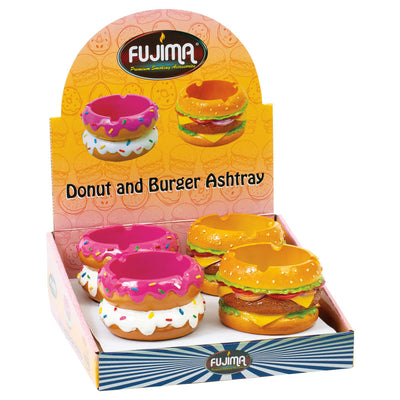 Fujima Donut or Burger Polyresin Ashtray - 3.5" - 4PC DISP - Headshop.com