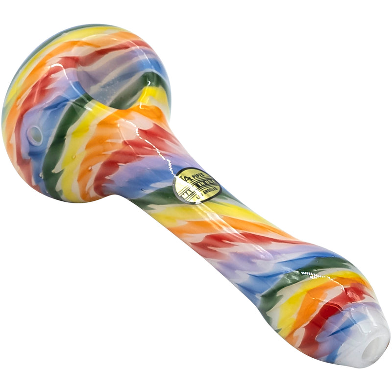 LA Pipes Rainbow Tie-Dye Glass Spoon Pipe on White - Headshop.com