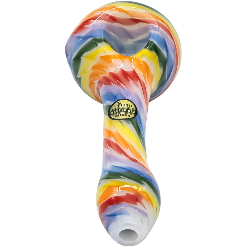 LA Pipes Rainbow Tie-Dye Glass Spoon Pipe on White - Headshop.com