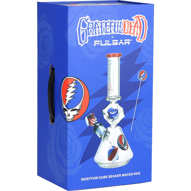 Grateful Dead x Pulsar Inception Cube Beaker Glass Water Pipe - 12.75" / 14mm F