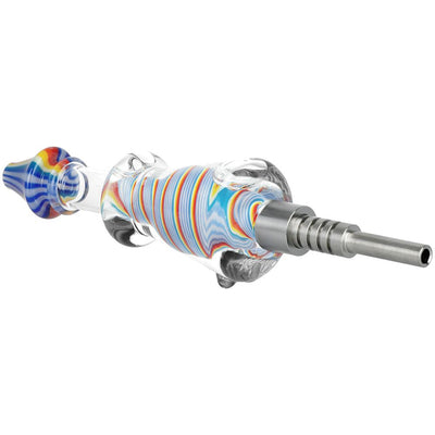 Rainbow Twist Glycerin Glass Dab Straw - Titanium Tip / 7.5" / Colors Vary - Headshop.com