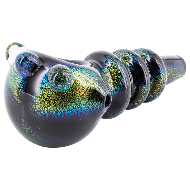 LA Pipes Solid Blue Dichro Maria Ringed Spoon Pipe - Headshop.com