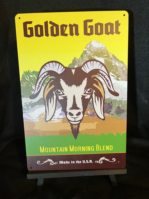 Golden Goat 20 cm x 30 cm Aluminum Sign - Headshop.com