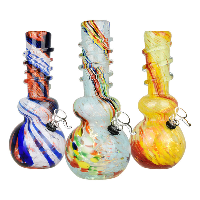 Frenetic Frit Stripe Soft Glass Water Pipe - 10.25" / Colors Vary - Headshop.com