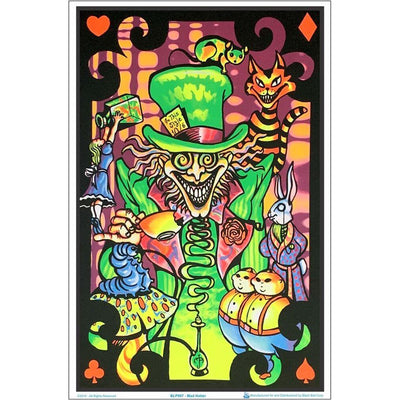 Alice in Wonderland Mad Hatter Collage Black Light Poster - 24"x36"