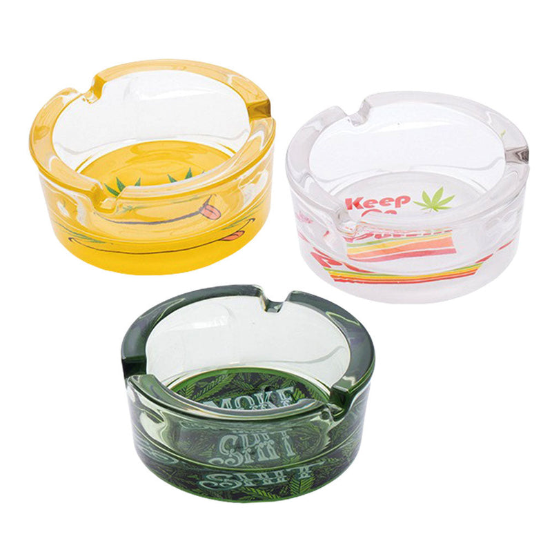 6PC DISP - Fujima 420 Leaf Glass Ashtray - 3.5"/Asst Styles - Headshop.com