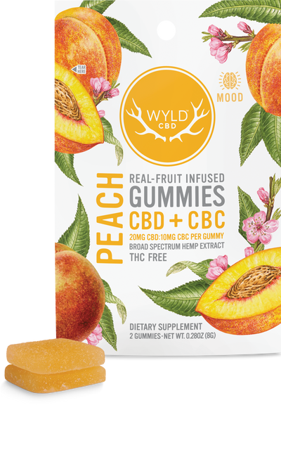 WYLD Real Fruit CBD + CBC Gummies Peach (60MG -1200MG) - Headshop.com