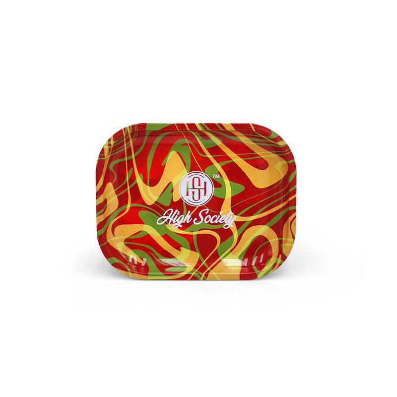 High Society - Small Rolling Tray - Rasta - Headshop.com