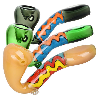 Groovy Waves Sherlock Glass Hand Pipe - 4" - Headshop.com