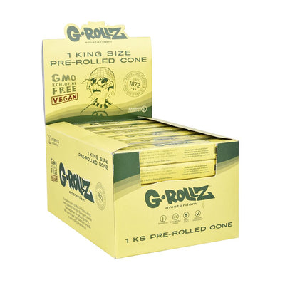 72CT BOX - G-ROLLZ Bamboo Unbleached Pre-Rolled Cones - King Size - Headshop.com