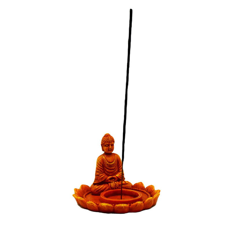 Meditating Buddha w/ Lotus Flower Incense Burner - Headshop.com