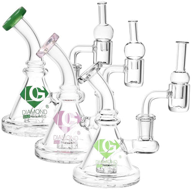 Diamond Glass Mini Coil Dab Rig - 4.75" / 14mm F - Headshop.com