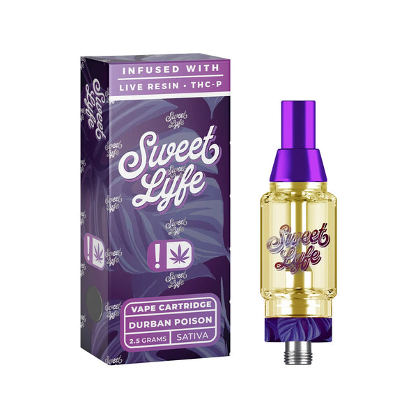 Sweet Lyfe Vape Cartridges 2.5ml Infused w Live Resin Delta+THCP - Durban Poison - Sativa