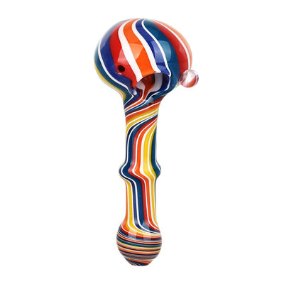 Rainbow Stripes Glass Spoon Pipe - 5" - Headshop.com