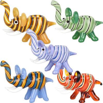 5CT BUNDLE - Mini Wig Wag Elephant Glass Hand Pipe - 3" / Colors Vary - Headshop.com