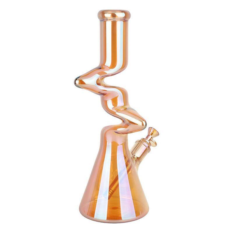 Twisty Tunnel Electroplated Glass Water Pipe - 14.75" / 14mm F / Colors Vary - Headshop.com