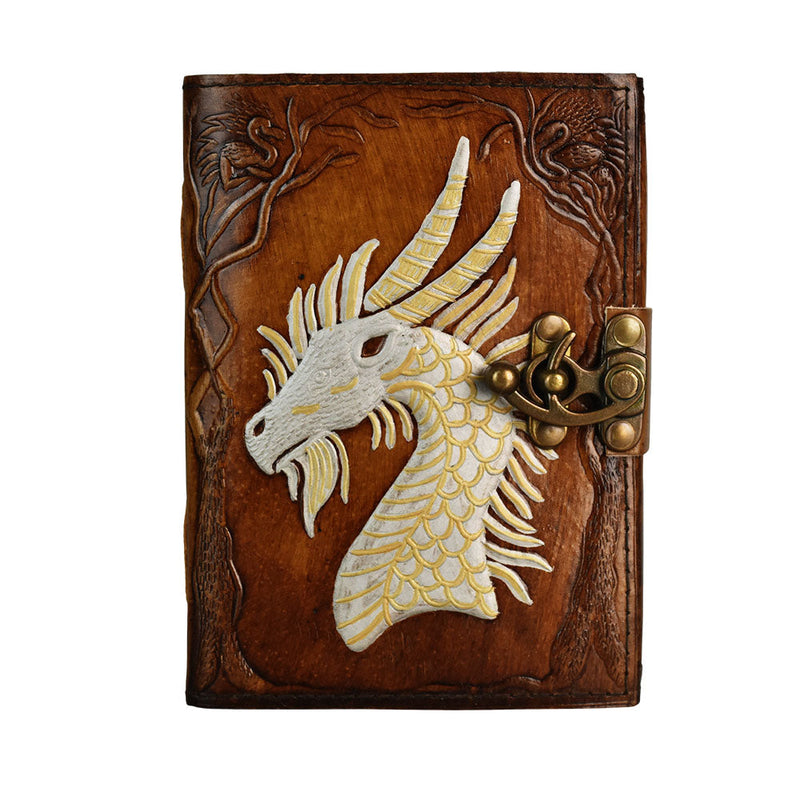 Mythical Dragon Leather Journal w/ Clasp - 5"x7" - Headshop.com