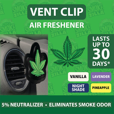 12PC DISP - Hemp Leaf Vent Clip Car Air Freshener - 2.5"x2.5"/Asst Fragrances - Headshop.com