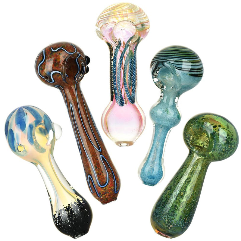 20CT BUNDLE - Heavy Ethers Assortment Glass Spoon Pipes - 4.5" - 5.75" - Headshop.com