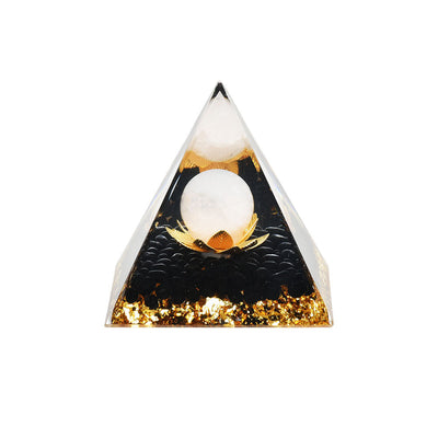 Lotus Flower w/ White Moon Orgonite Pyramid - 2.5" - Headshop.com