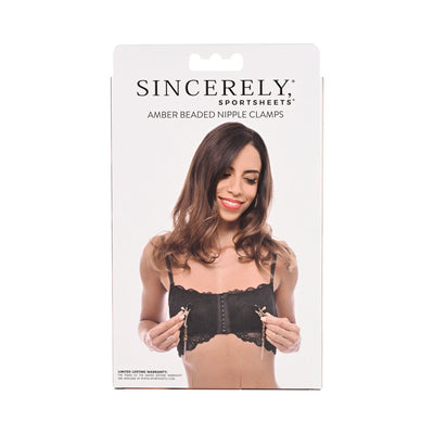 Sincerely, Sportsheets Amber Adjustable Beaded Nipple Clamps Tortoiseshell - Headshop.com