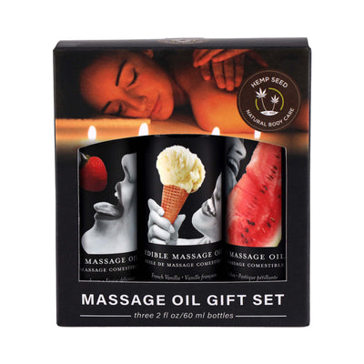 Earthly Body Hemp Seed Edible Massage Oil 3-Piece Gift Set 2 oz. - Headshop.com