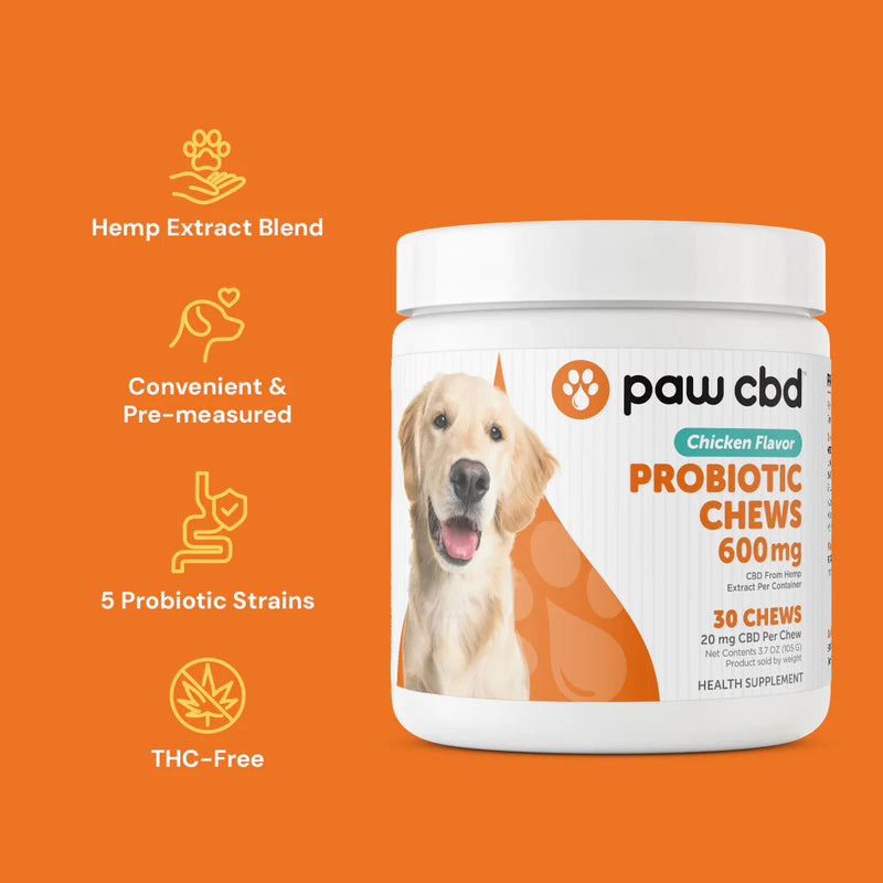 Digestive Probiotic CBD Dog Soft Chews - Chicken 600MG, 30ct - Headshop.com