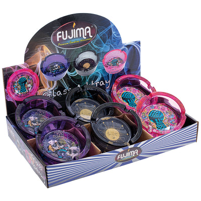 6PC DISPLAY - Fujima Psychic Depths Glass Ashtray - 3.5" / Assorted Designs - Headshop.com