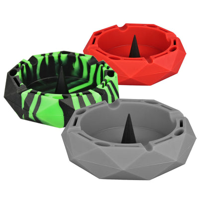 Diamond Colorful Silicone Ashtray - 5" / Colors Vary - Headshop.com