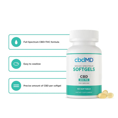 cbdMD CBD Softgel Capsules (3000MG - 6000MG) - Headshop.com