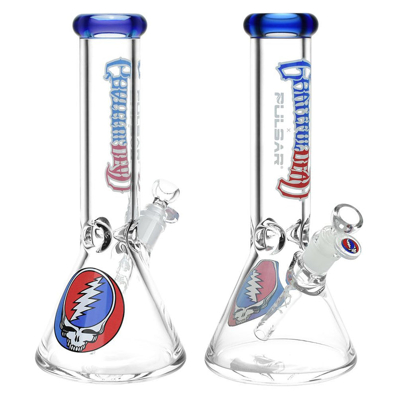 Grateful Dead x Pulsar Steal Your Face Beaker Glass Water Pipe - 11.75" / 14mm F - Headshop.com