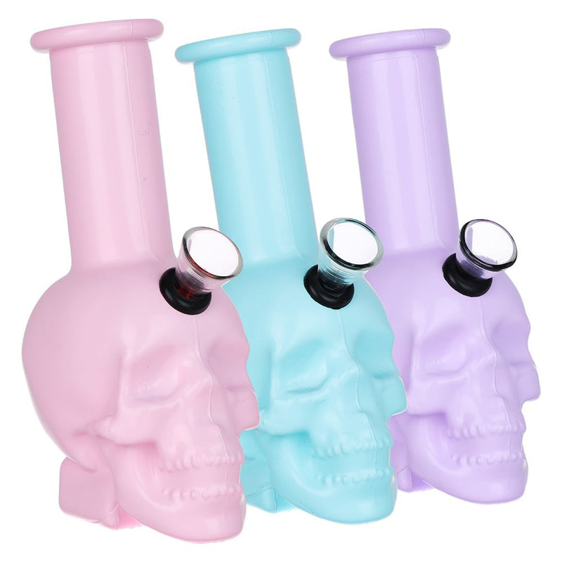 SeshGear Pastel Skull Glass Water Pipe - 6" / Colors Vary