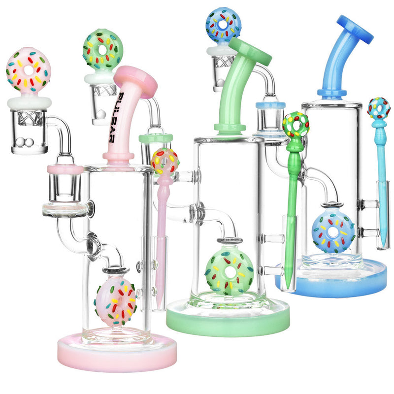 Pulsar Sprinkle Donut Dab Rig Set - 9"/14mm F / Colors Vary - Headshop.com