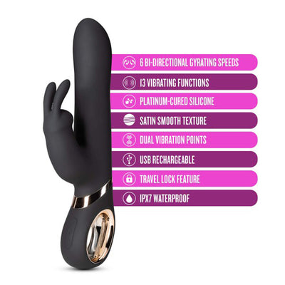 Blush Lush Victoria Rechargeable Silicone Rabbit Vibrator Black