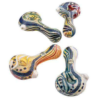 LA Pipes "Dollar Pancake" Dichroic Color-Changing Spoon Glass Pipe - Headshop.com