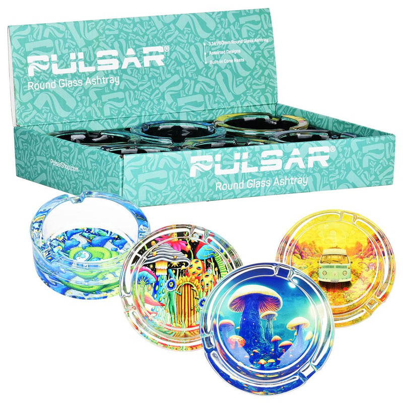 Pulsar Design Series Round Glass Ashtray - 3.4" / 6ct