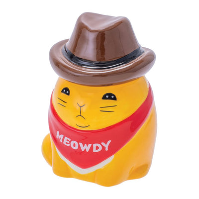 Fujima Meowdy Cat Cowboy Ceramic Stash Jar - 4.5" - Headshop.com