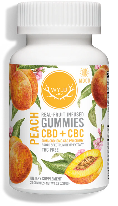 WYLD Real Fruit CBD + CBC Gummies Peach (60MG -1200MG) - Headshop.com