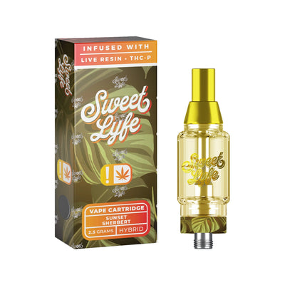 Sweet Lyfe Vape Cartridges 2.5ml  w Live Resin Delta + THCP - Sunset Sherbert - Indica - Headshop.com