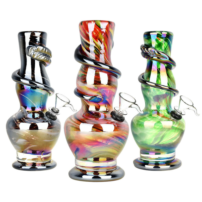 Far Out Fumed Spiral Wrapped Soft Glass Water Pipe - 8.5" / Colors Vary - Headshop.com