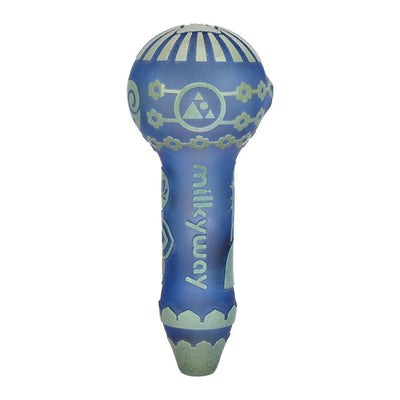 Milkyway Buddha Sandblasted Glass Spoon Pipe | 4.5" - Headshop.com